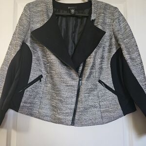 Lane Bryant Black and Gray Moto Style Jacket